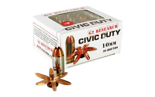 Ammunition G2 Research Civic Duty 10mm G2R CIVIC DUTY 10MM 122GR 20/500 • Model: Civic Duty